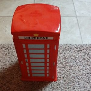 Red Telephone Booth Ceramic Cookie Jar